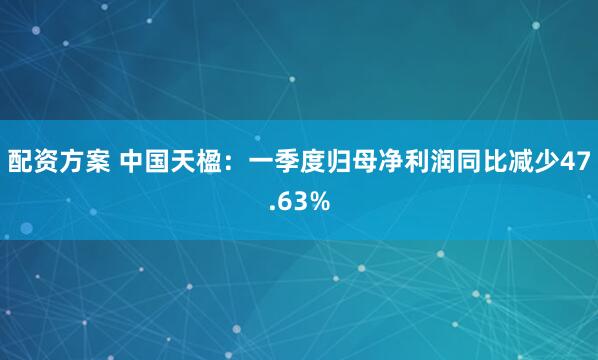 配资方案 中国天楹：一季度归母净利润同比减少47.63%
