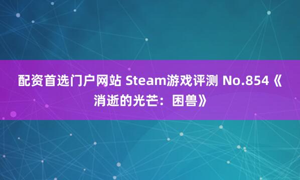 配资首选门户网站 Steam游戏评测 No.854《消逝的光芒：困兽》